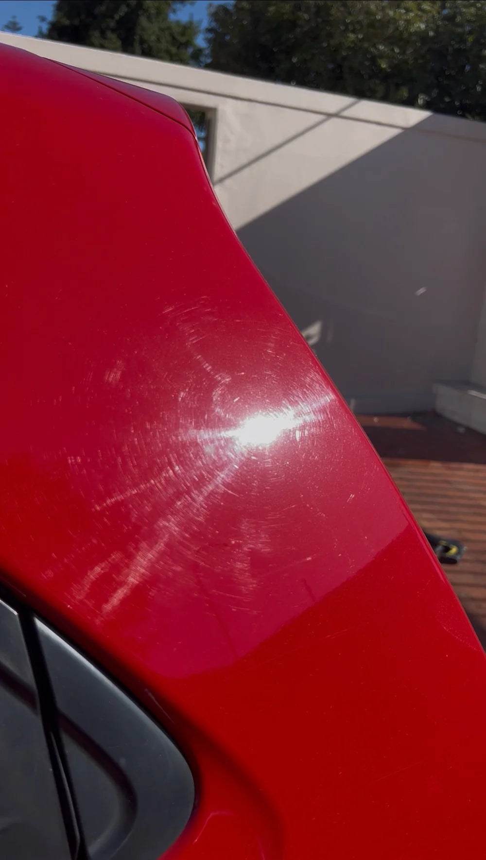 Vehicle paint condition before Glossed paint correction